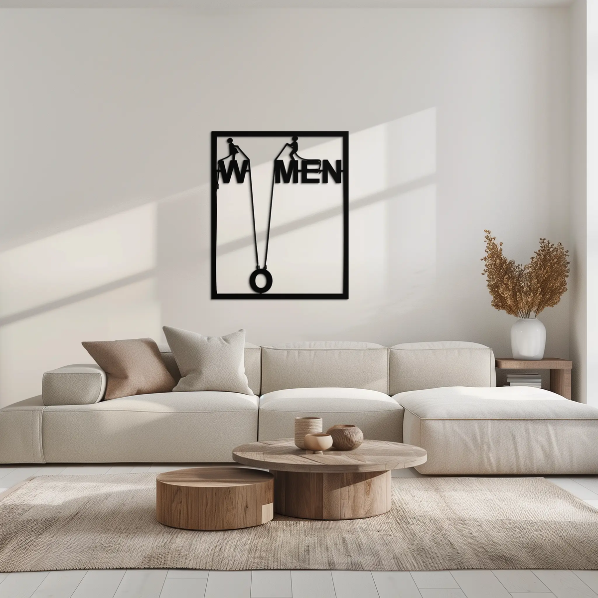 Minimalist "Women" Typography Metal Wall Art – Modern Black Statement Piece- KAF529 by Enova Art