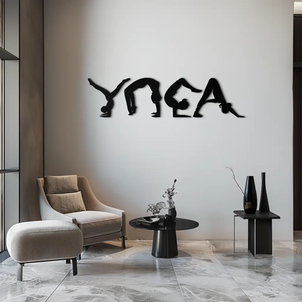 Yoga Pose Silhouette Metal Wall Art – Modern Fitness Home Decor- KAF530