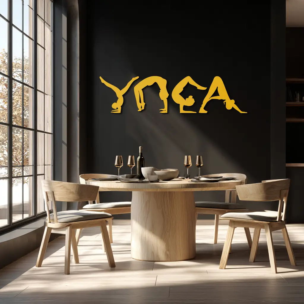 Yoga Pose Silhouette Metal Wall Art – Modern Fitness Home Decor- KAF530 by Enova Art
