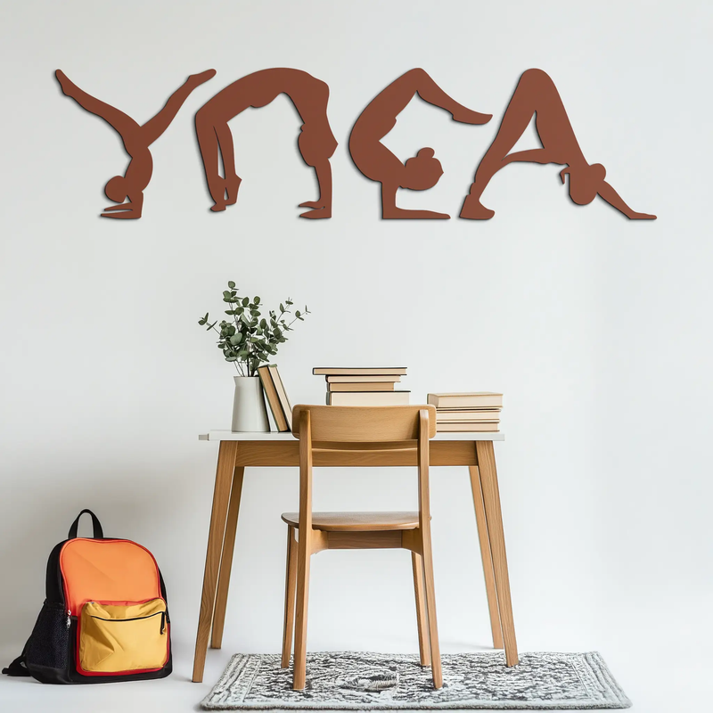 Yoga Pose Silhouette Metal Wall Art – Modern Fitness Home Decor- KAF530 by Enova Art
