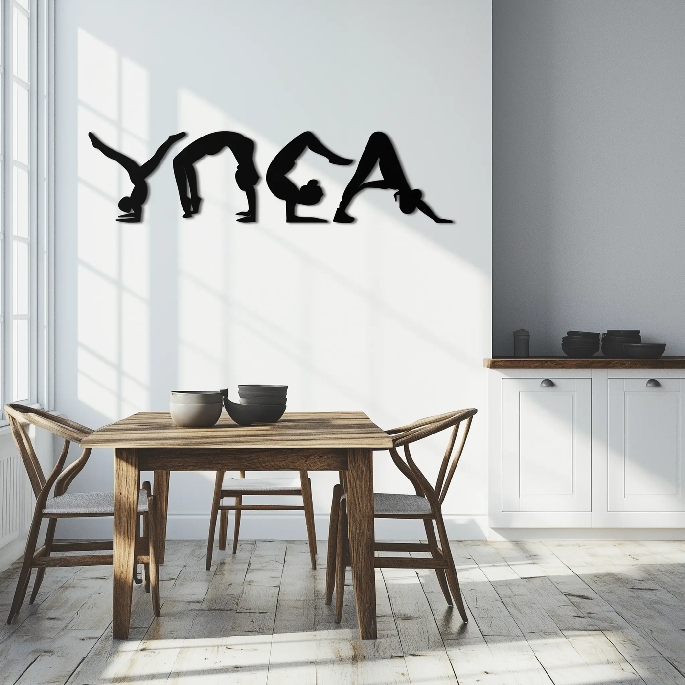 Yoga Pose Silhouette Metal Wall Art – Modern Fitness Home Decor- KAF530 by Enova Art