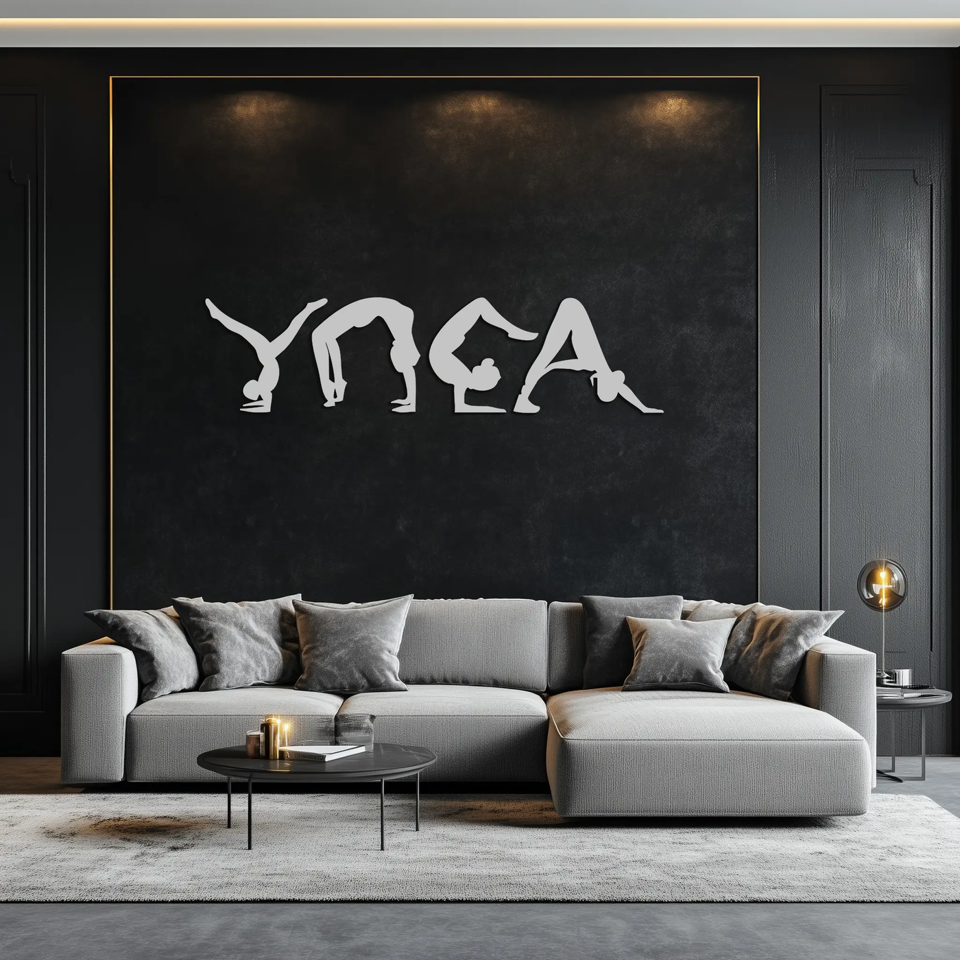 Yoga Pose Silhouette Metal Wall Art – Modern Fitness Home Decor- KAF530 by Enova Art