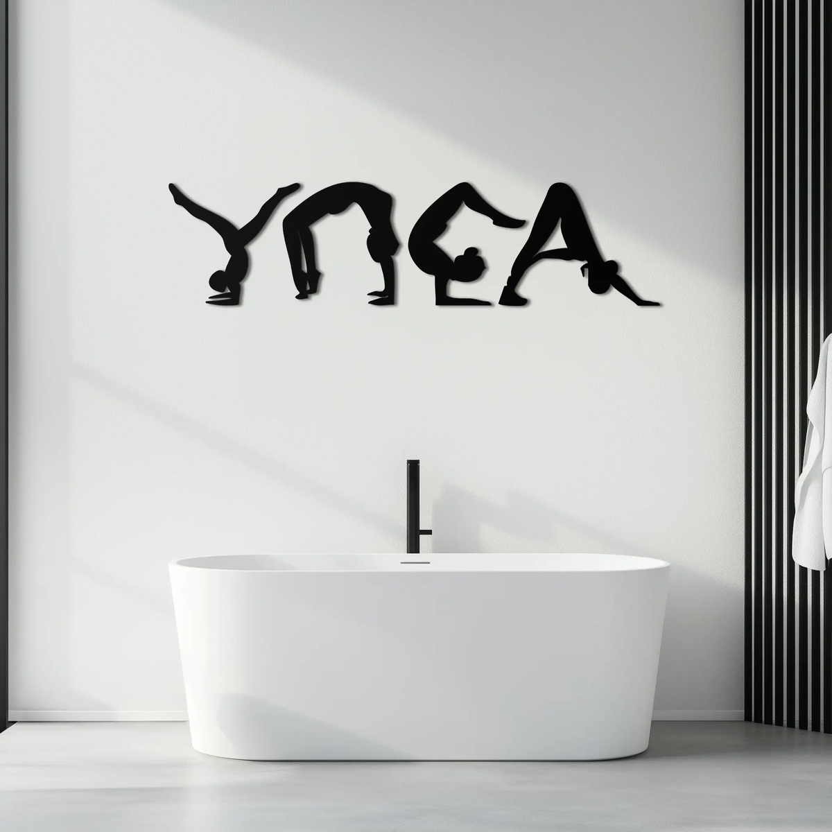 Yoga Pose Silhouette Metal Wall Art – Modern Fitness Home Decor- KAF530 by Enova Art