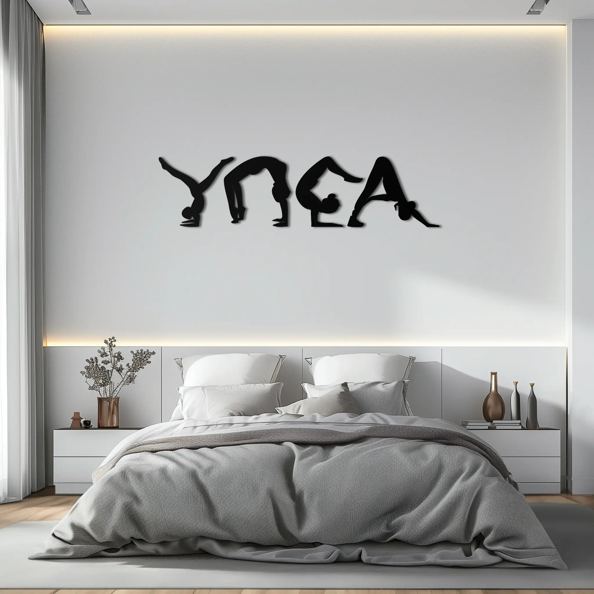 Yoga Pose Silhouette Metal Wall Art – Modern Fitness Home Decor- KAF530 by Enova Art