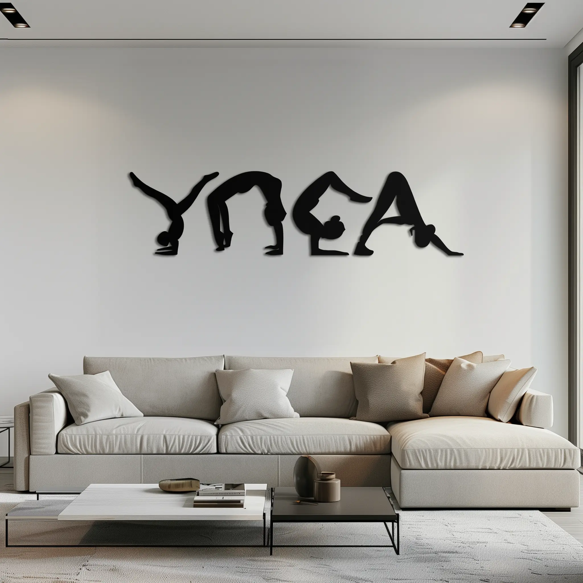 Yoga Pose Silhouette Metal Wall Art – Modern Fitness Home Decor- KAF530 by Enova Art