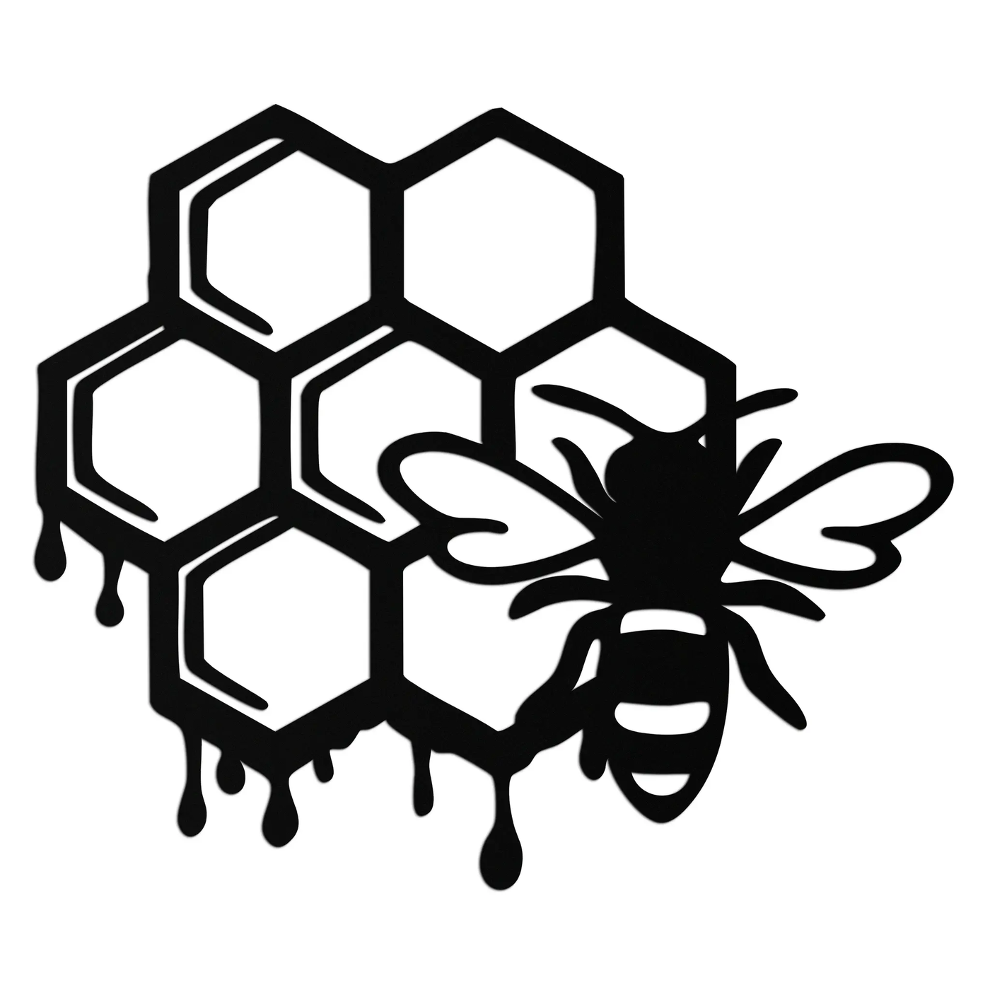 Honeybee and Honeycomb Silhouette Metal Wall Art – Modern Bee Home Decor- KAF543 by Enova Art