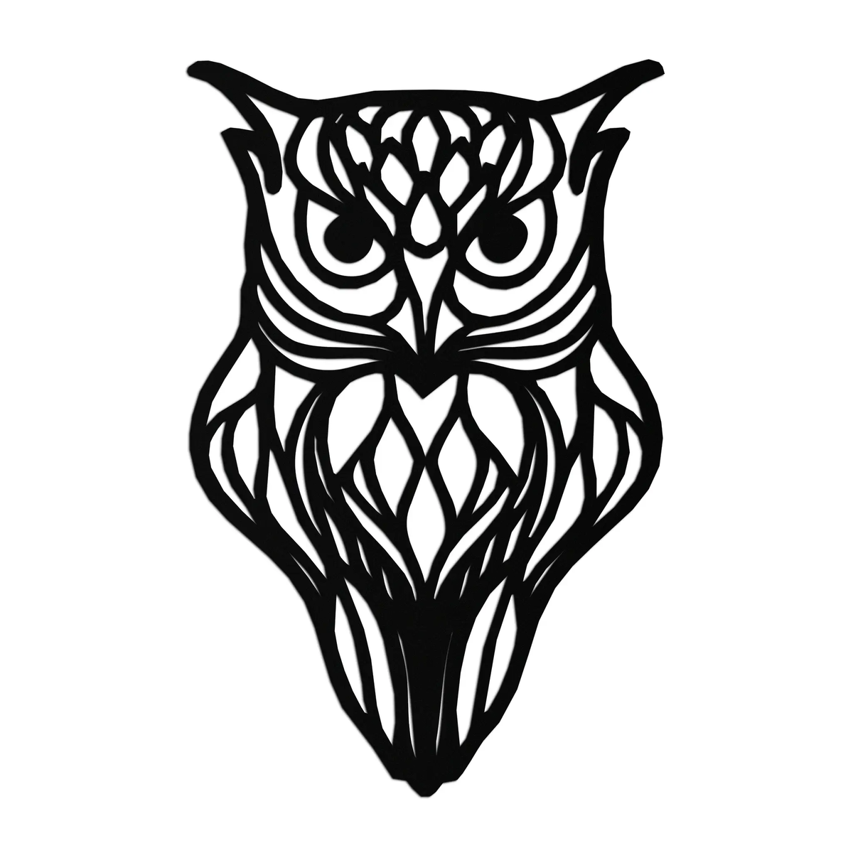 Artistic Owl Silhouette Metal Wall Art – Intricate Black Animal Decor- KAF546 by Enova Art