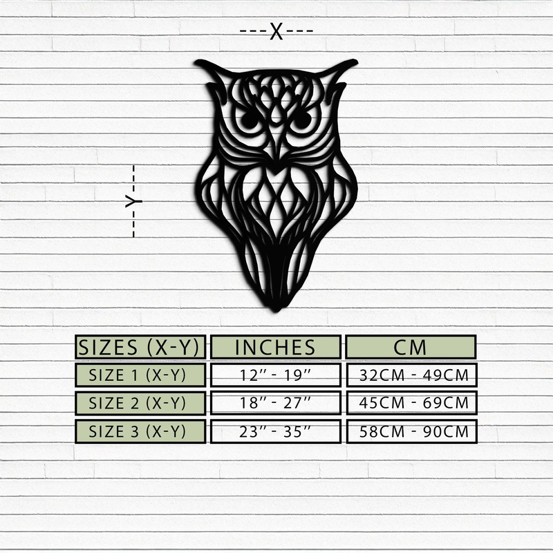 Artistic Owl Silhouette Metal Wall Art – Intricate Black Animal Decor- KAF546 by Enova Art