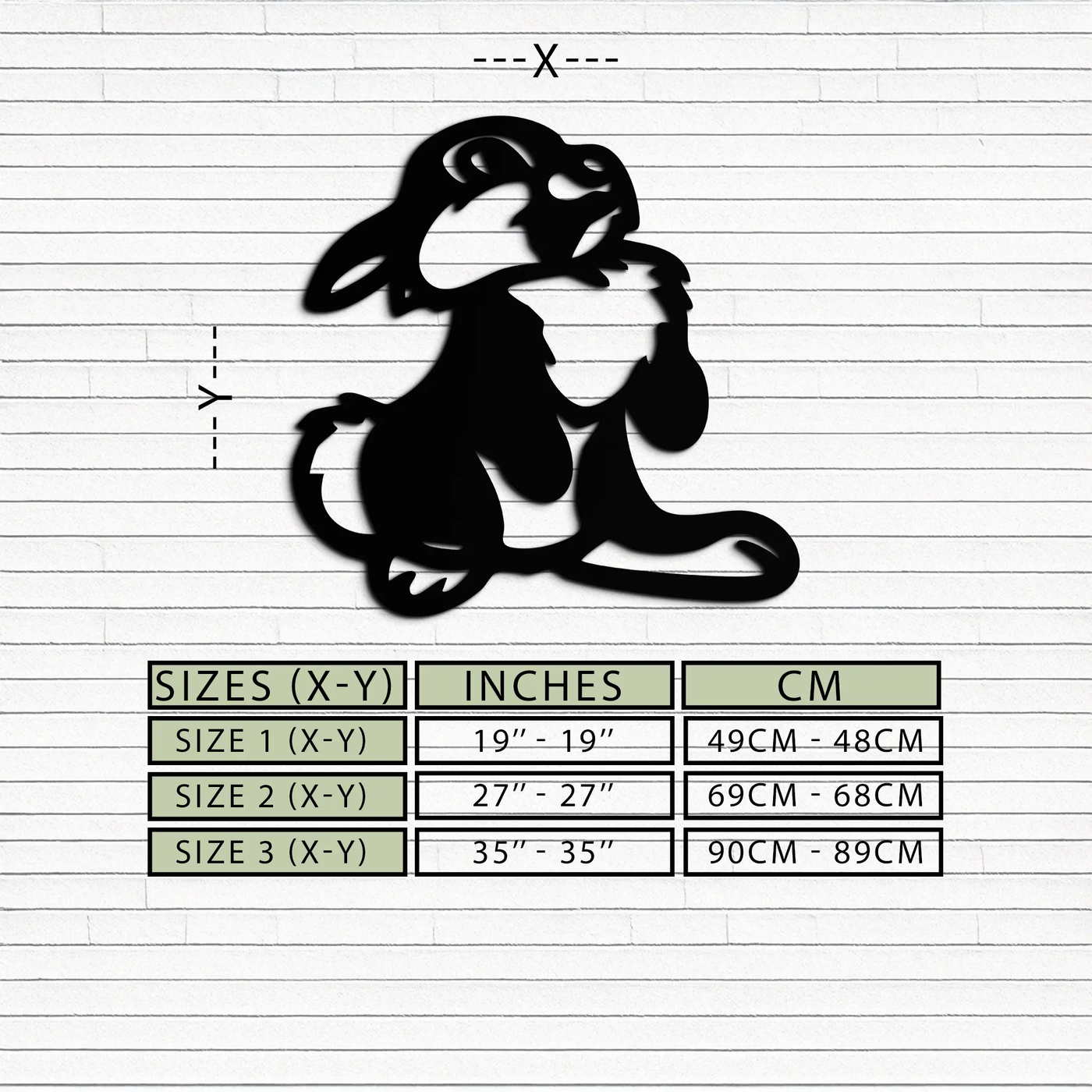 Cute Cartoon Bunny Metal Wall Art – Adorable Black Nursery Decor for Kids Room- KAF550 by Enova Art