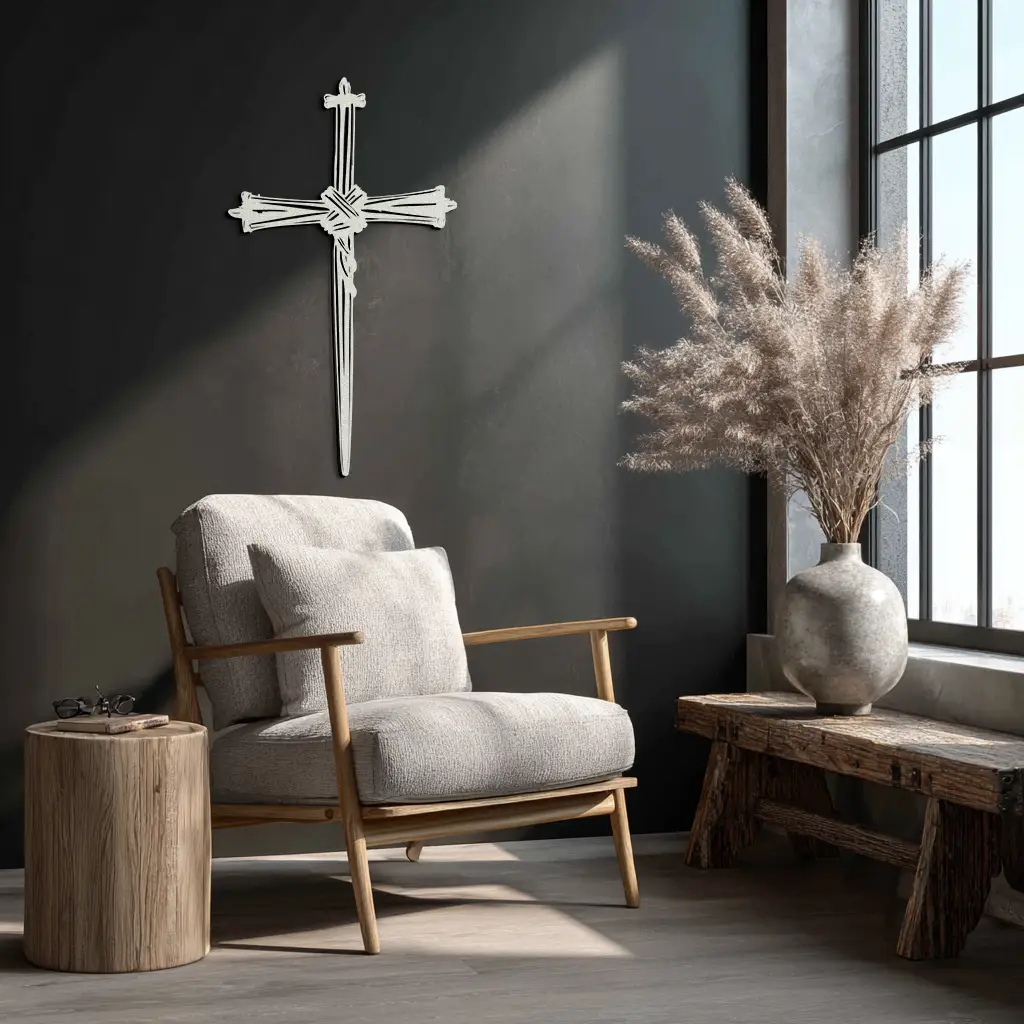 Christian Barbed Wire Cross Metal Wall Art – Religious Rustic Home Decor- KAF553 by Enova Art