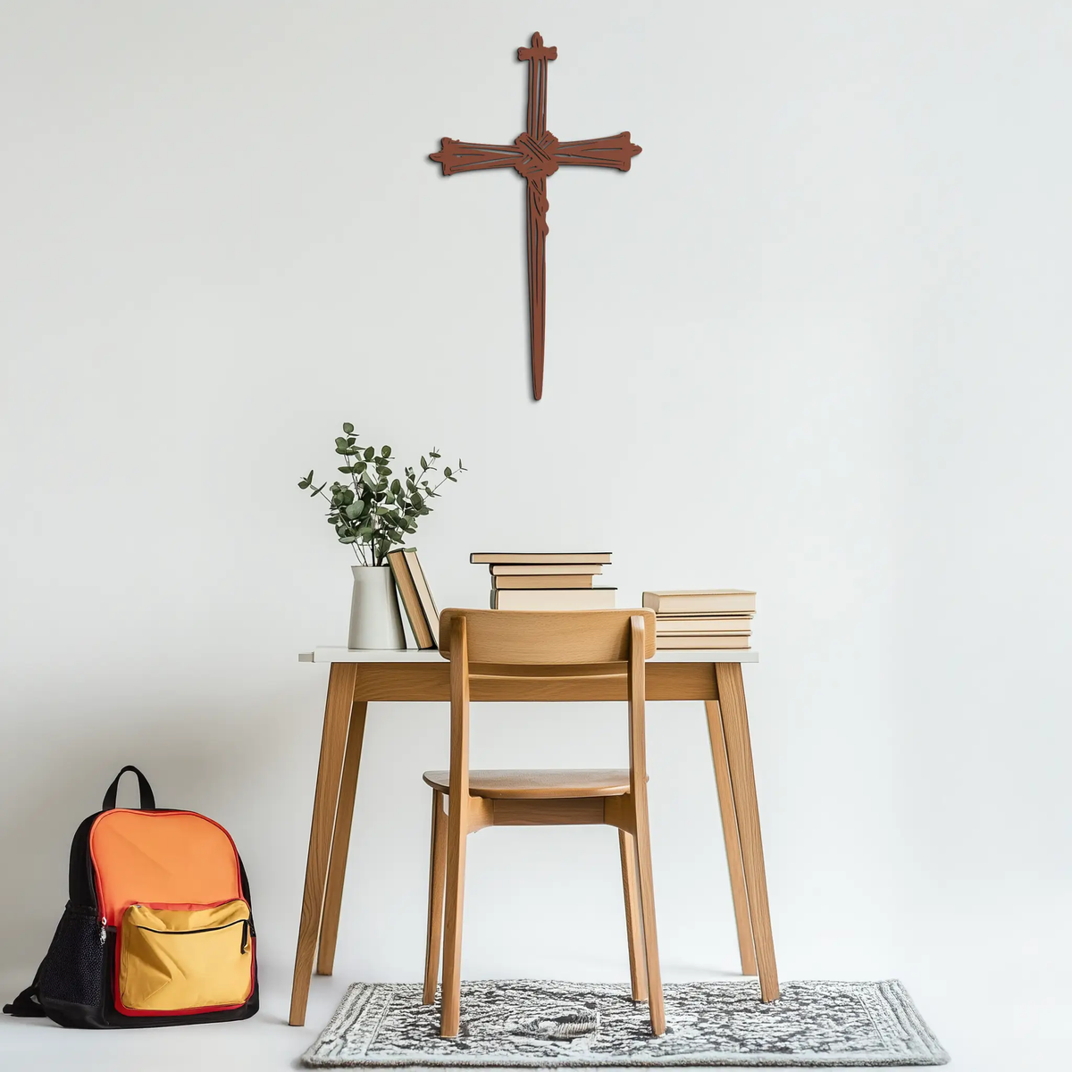 Christian Barbed Wire Cross Metal Wall Art – Religious Rustic Home Decor- KAF553 by Enova Art