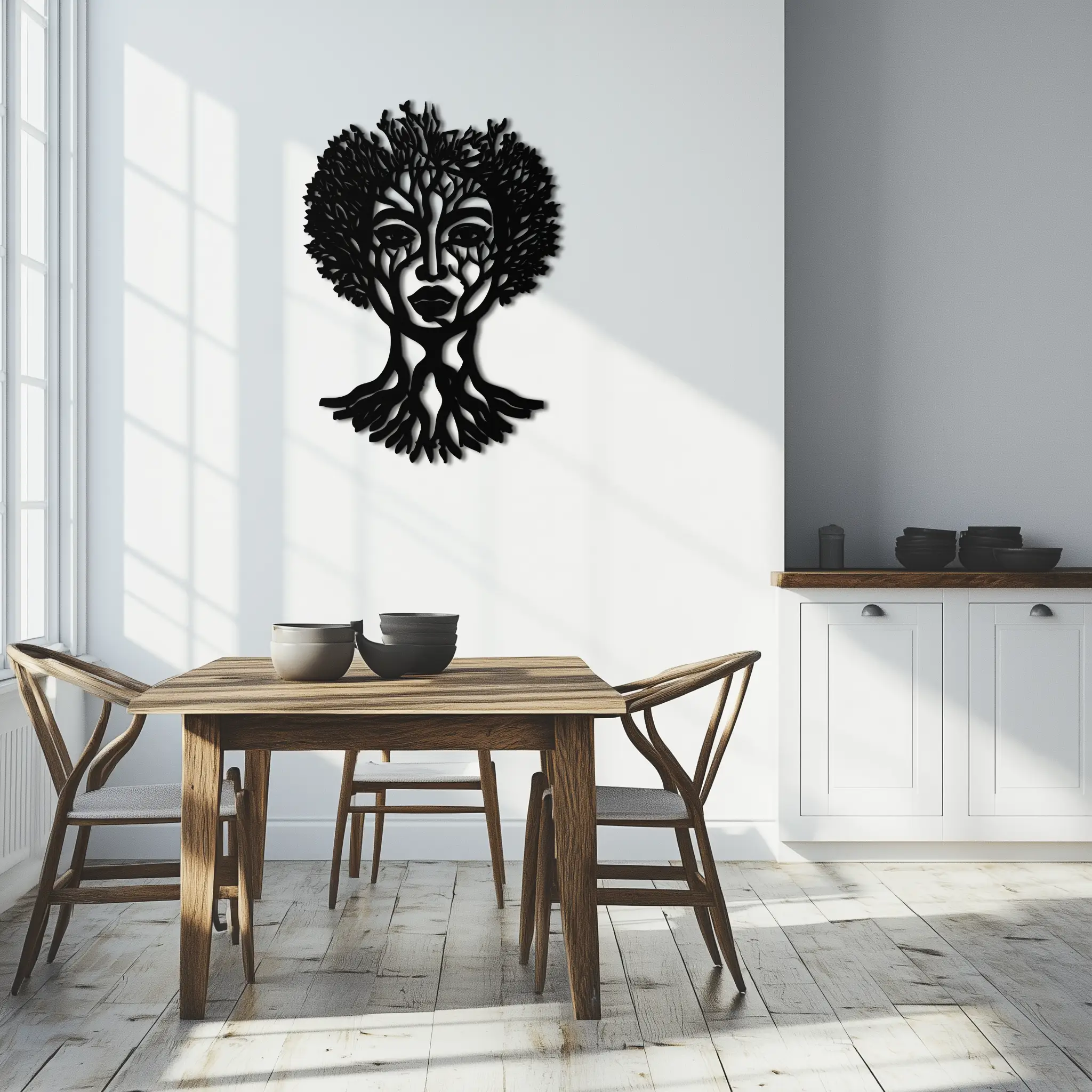 Monstera Leaf Trio Metal Wall Art – Modern Botanical Black Wall Decor- KAF554 by Enova Art