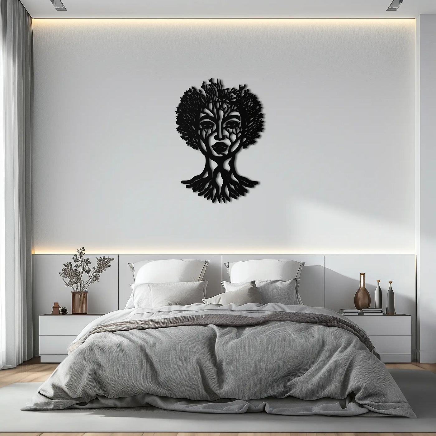 Monstera Leaf Trio Metal Wall Art – Modern Botanical Black Wall Decor- KAF554 by Enova Art