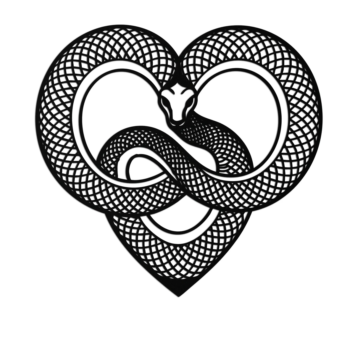 Snake Heart Metal Wall Art – Modern Black Snake Wall Decor for Home and Office- KAF555 by Enova Art