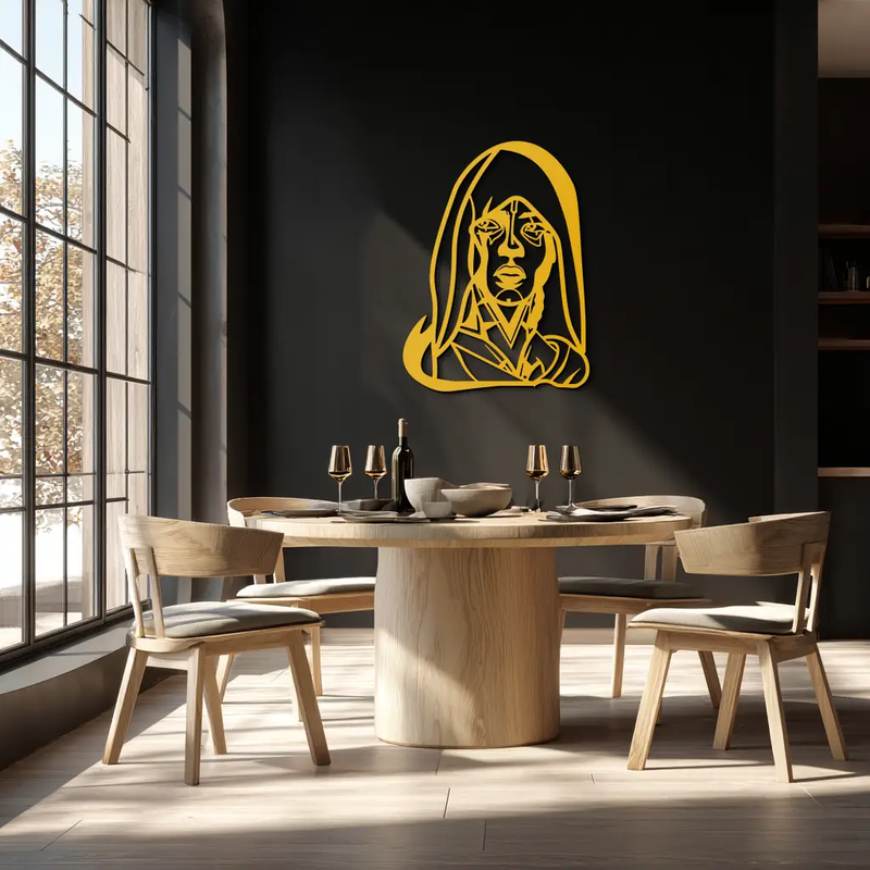Abstract Tribal Woman Metal Wall Art – Modern Black Silhouette Home Decor- KAF559 by Enova Art