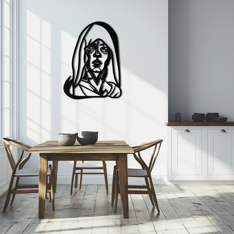 Abstract Tribal Woman Metal Wall Art – Modern Black Silhouette Home Decor- KAF559 by Enova Art