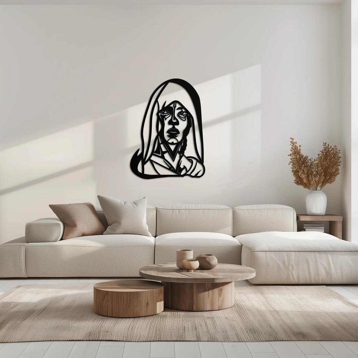 Abstract Tribal Woman Metal Wall Art – Modern Black Silhouette Home Decor- KAF559 by Enova Art