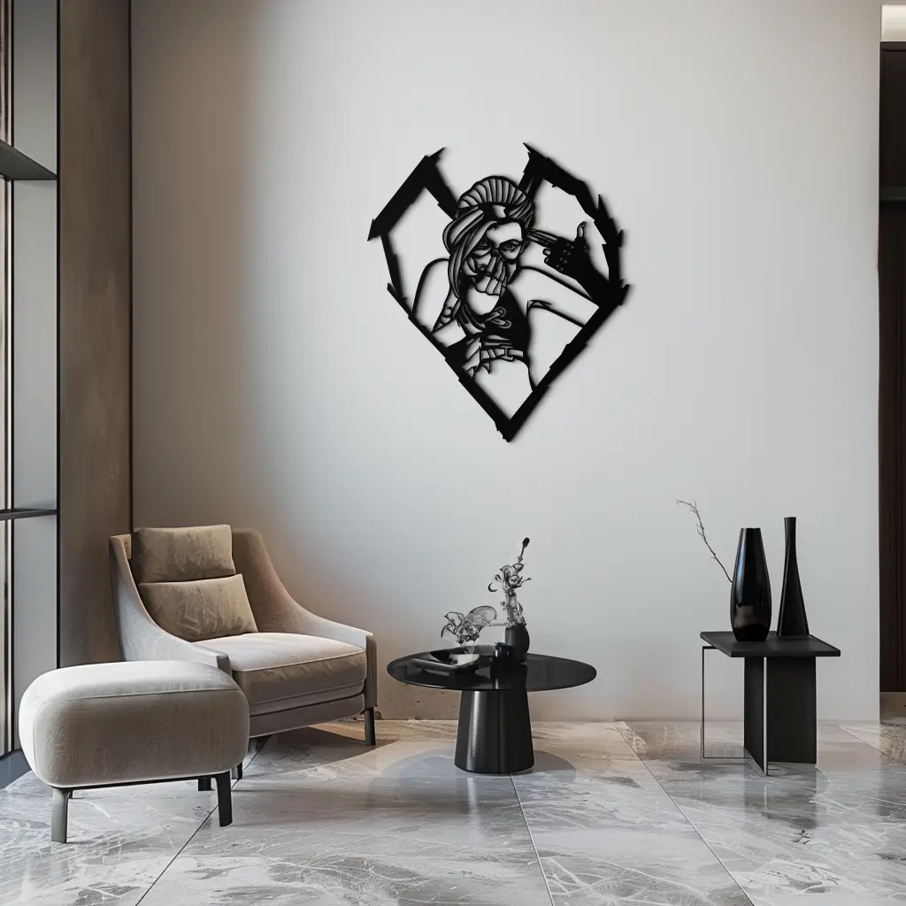 League of Legends Jinx Metal Wall Art – LOL Character Black Metal Decor- KAF560 by Enova Art