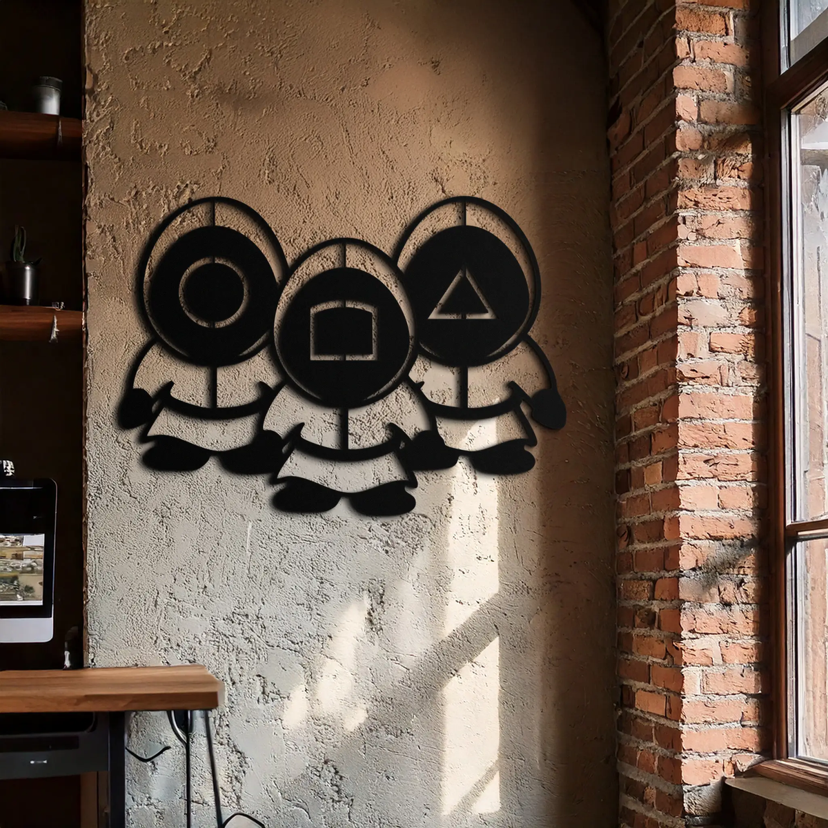 Squid Game Guards Metal Wall Art – Minimalist Black Home Decor- KAF561 by Enova Art