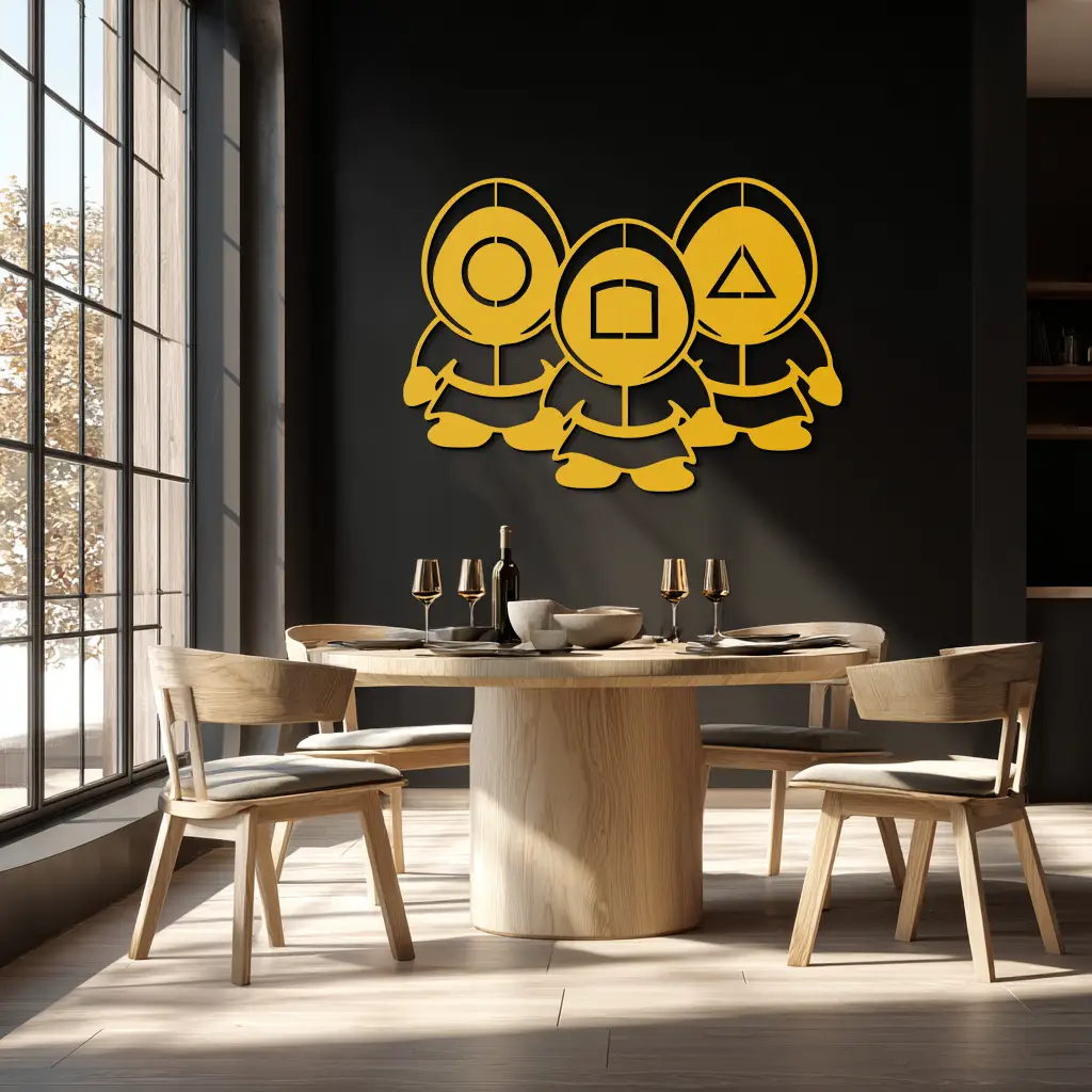 Squid Game Guards Metal Wall Art – Minimalist Black Home Decor- KAF561 by Enova Art