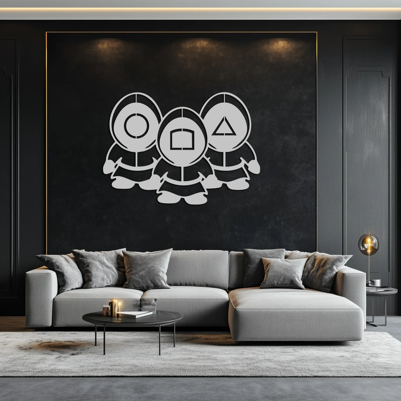 Squid Game Guards Metal Wall Art – Minimalist Black Home Decor- KAF561 by Enova Art