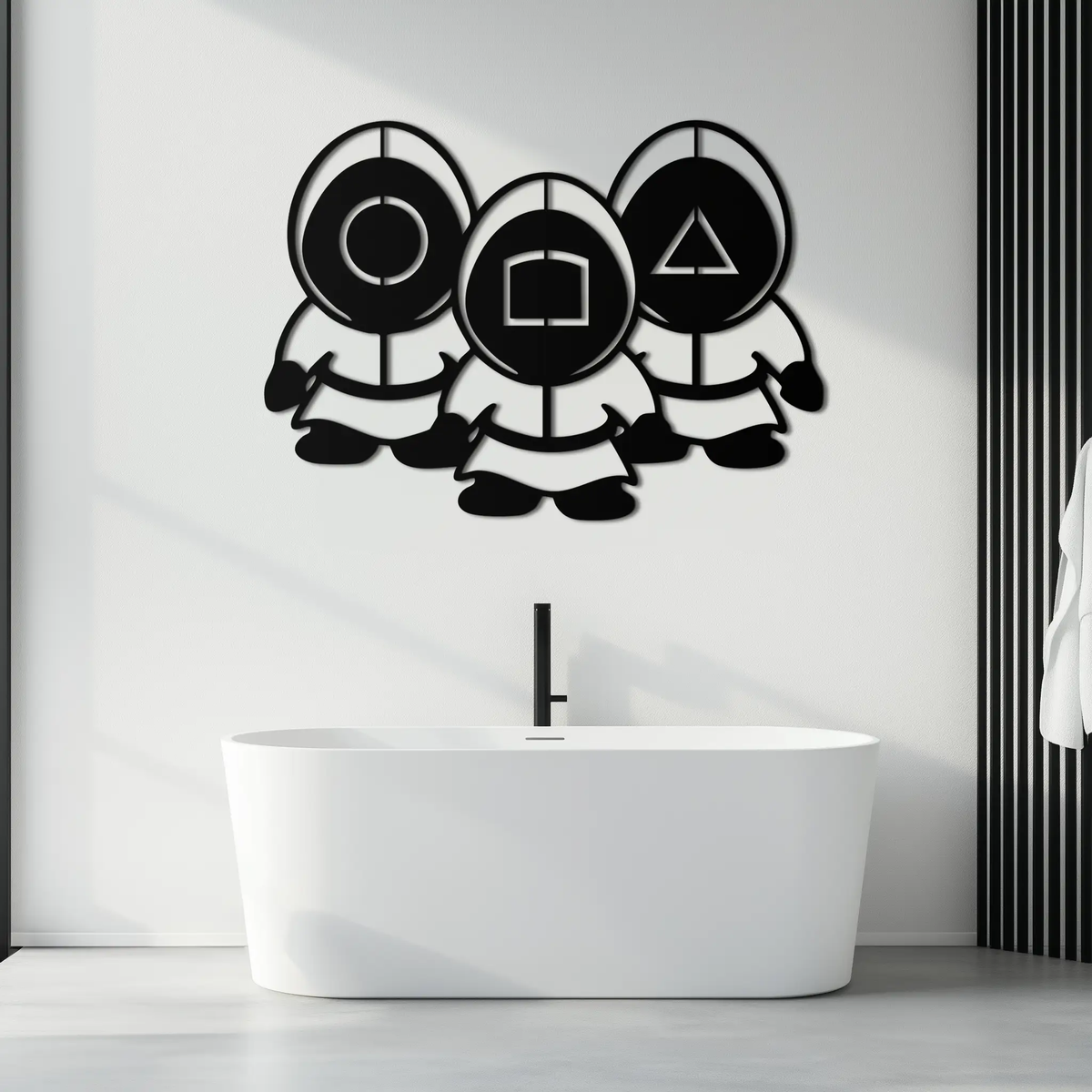 Squid Game Guards Metal Wall Art – Minimalist Black Home Decor- KAF561 by Enova Art