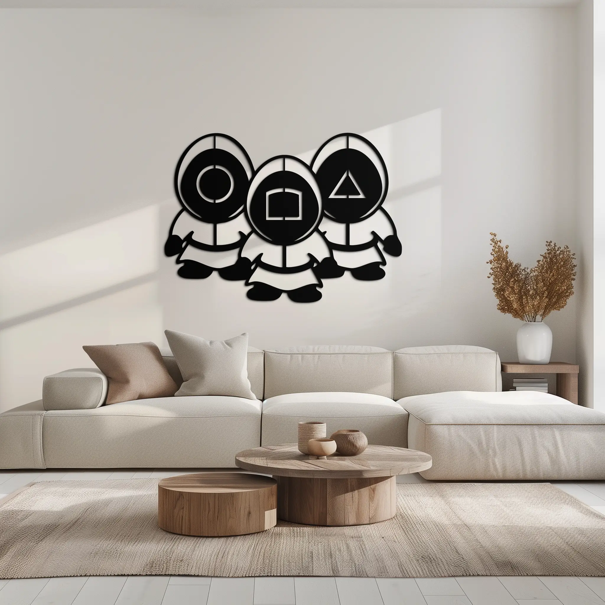 Squid Game Guards Metal Wall Art – Minimalist Black Home Decor- KAF561 by Enova Art