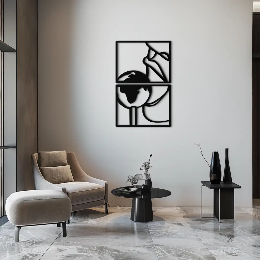 Sensual Earth Kiss Metal Wall Art – Modern Two-Panel Minimalist Decor- KAF564 by Enova Art