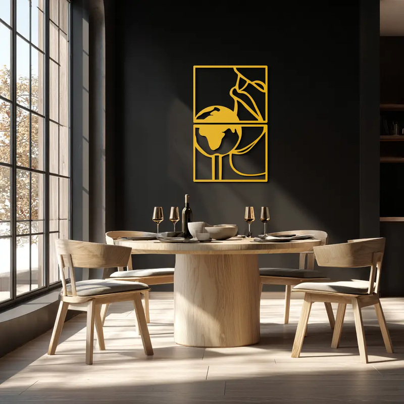 Sensual Earth Kiss Metal Wall Art – Modern Two-Panel Minimalist Decor- KAF564 by Enova Art