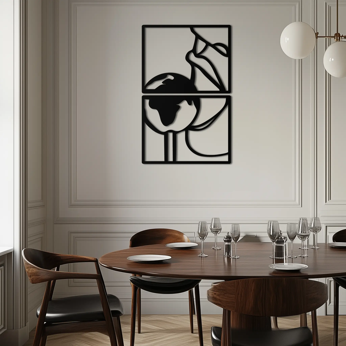 Sensual Earth Kiss Metal Wall Art – Modern Two-Panel Minimalist Decor- KAF564 by Enova Art