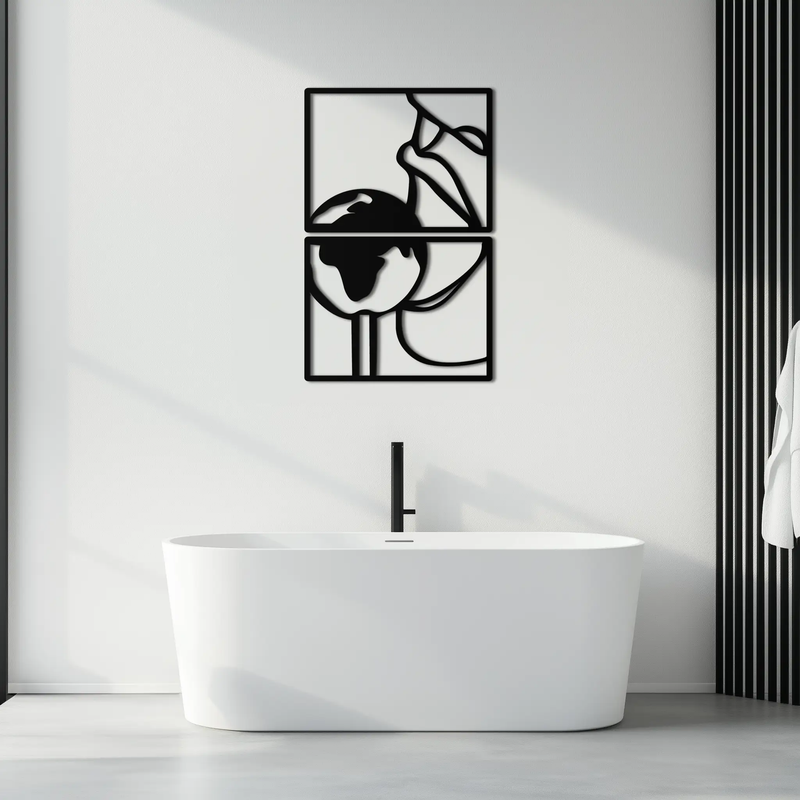 Sensual Earth Kiss Metal Wall Art – Modern Two-Panel Minimalist Decor- KAF564 by Enova Art