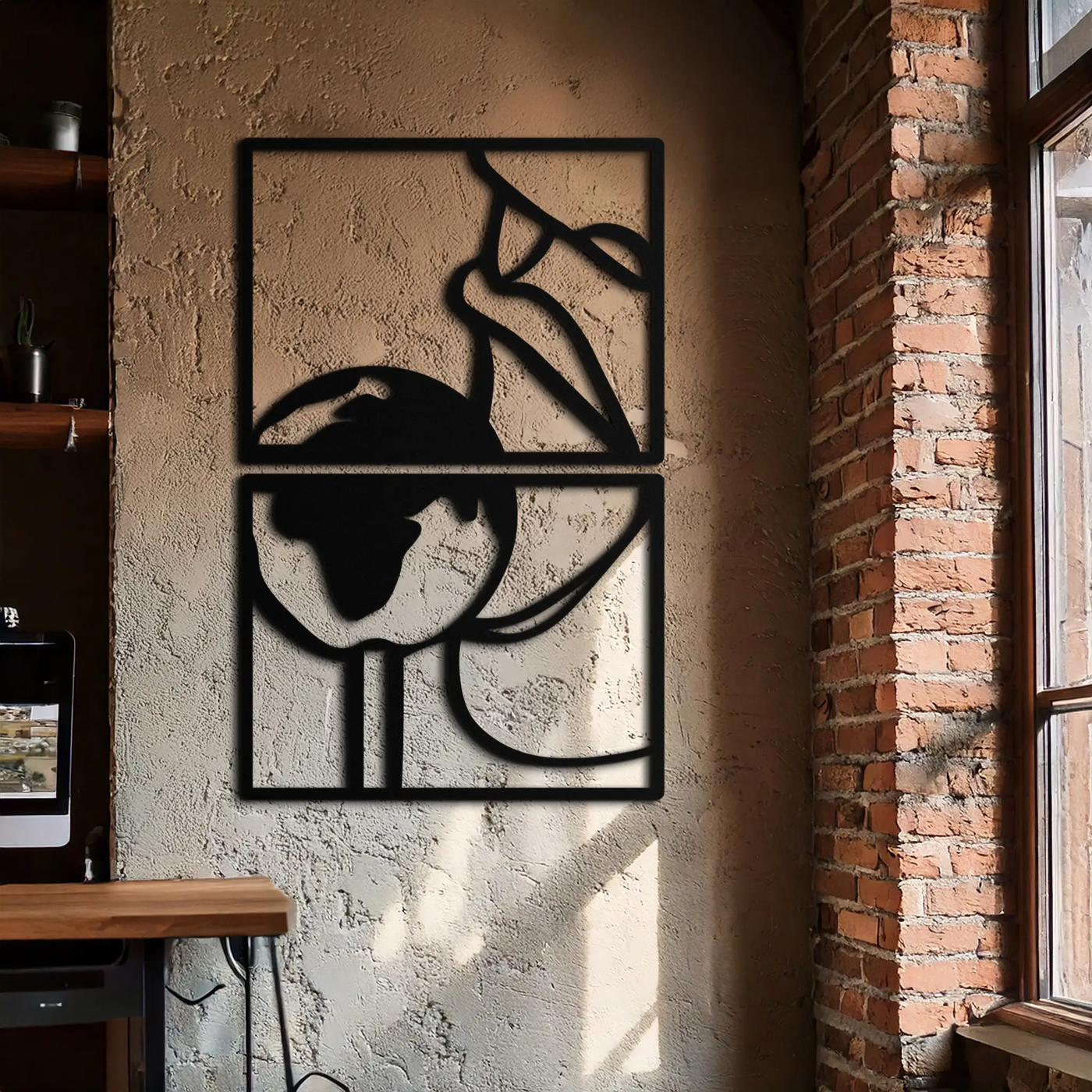 Sensual Earth Kiss Metal Wall Art – Modern Two-Panel Minimalist Decor- KAF564 by Enova Art