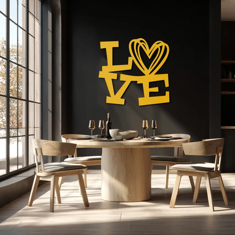 LOVE Heart Modern Metal Wall Art – Romantic Black Metal Wall Decor- KAF566 by Enova Art