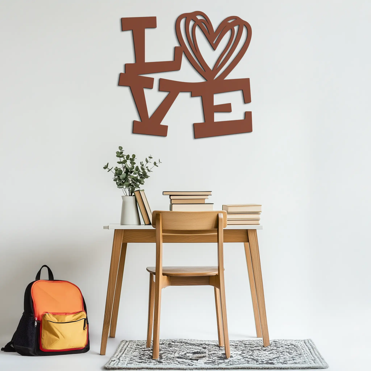 LOVE Heart Modern Metal Wall Art – Romantic Black Metal Wall Decor- KAF566 by Enova Art