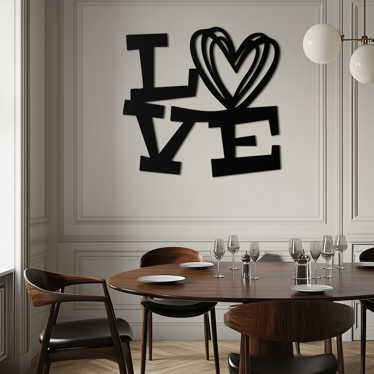 LOVE Heart Modern Metal Wall Art – Romantic Black Metal Wall Decor- KAF566 by Enova Art
