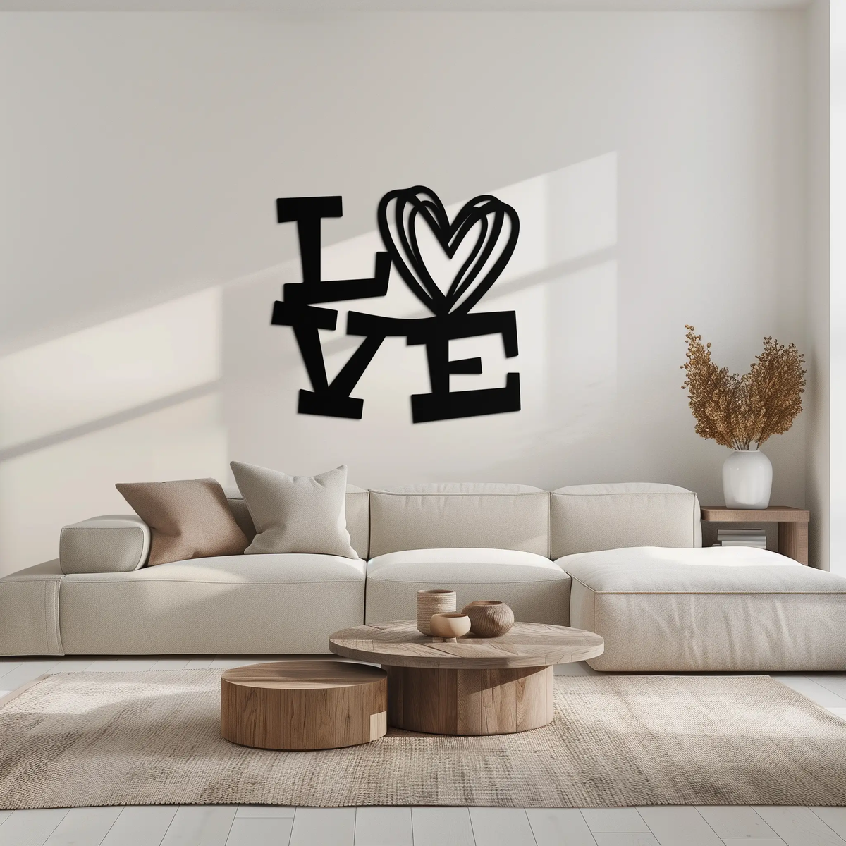 LOVE Heart Modern Metal Wall Art – Romantic Black Metal Wall Decor- KAF566 by Enova Art