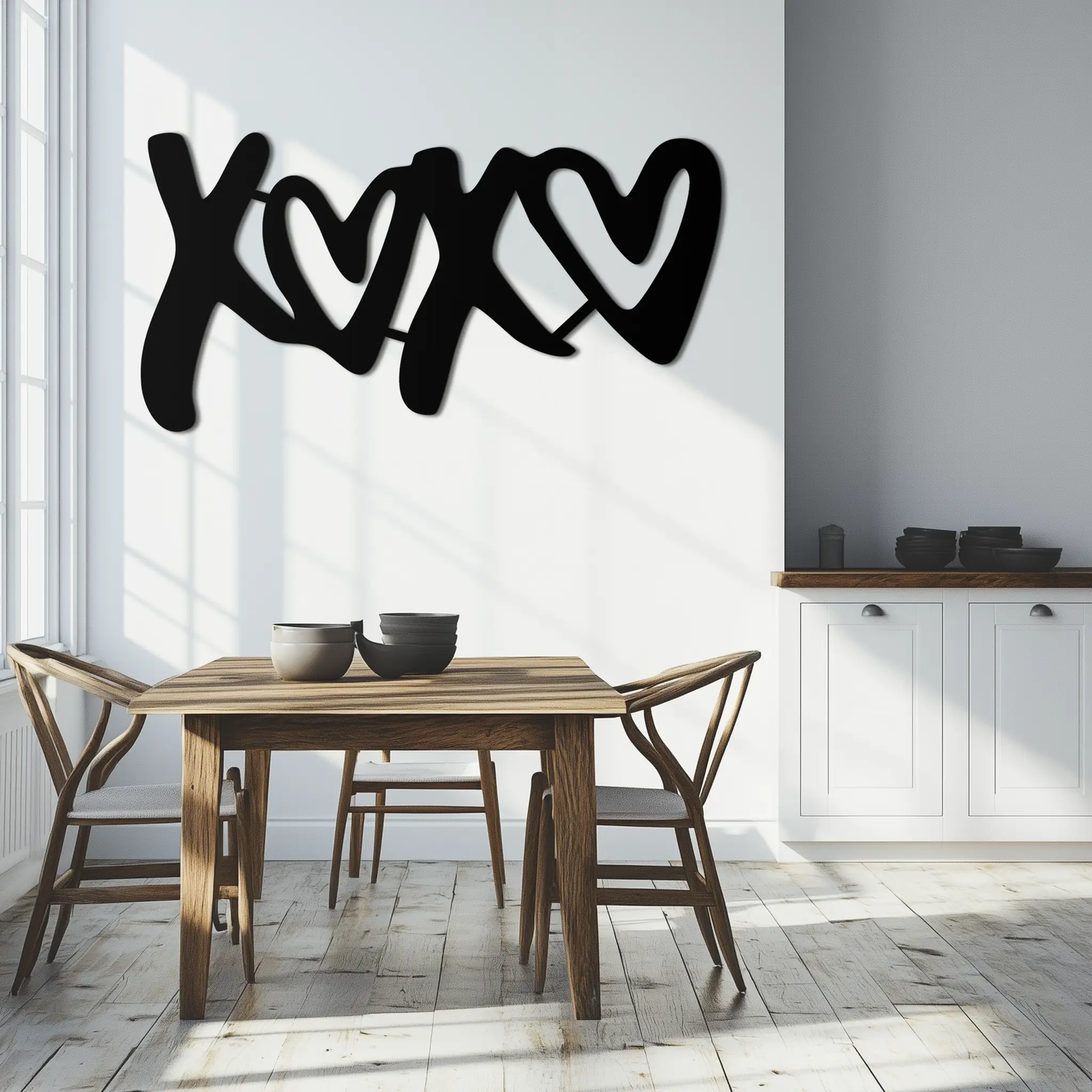 XOXO Love Hearts Metal Wall Art – Modern Romantic Black Home Decor- KAF567 by Enova Art