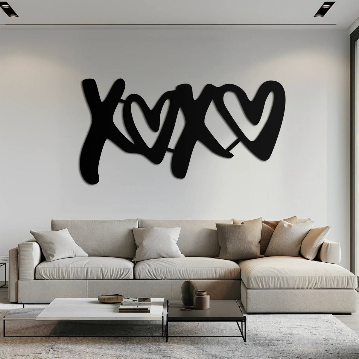 XOXO Love Hearts Metal Wall Art – Modern Romantic Black Home Decor- KAF567 by Enova Art