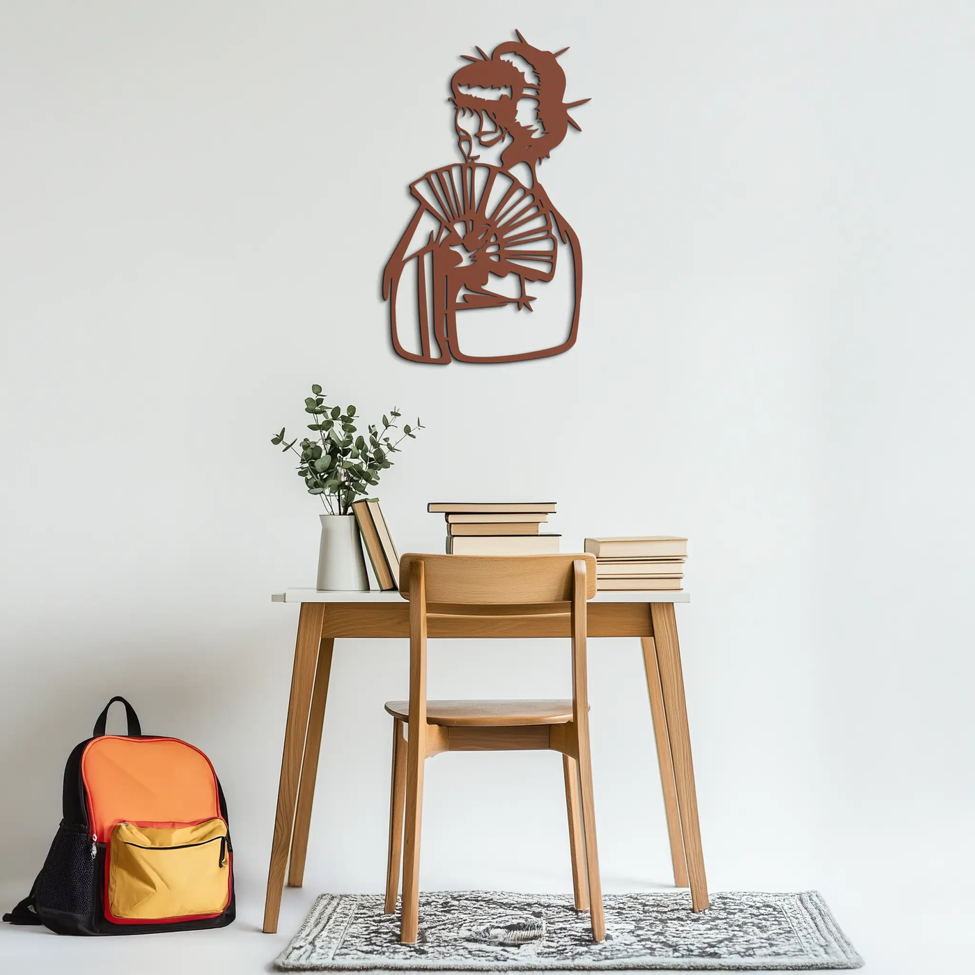 Geisha Silhouette Metal Wall Art – Japanese Woman with Fan Modern Decor- KAF568 by Enova Art