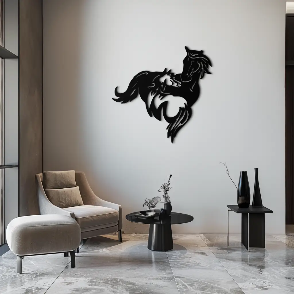 Abstract Wild Horses Metal Wall Art – Dynamic Horse Silhouette Decor- KAF569 by Enova Art