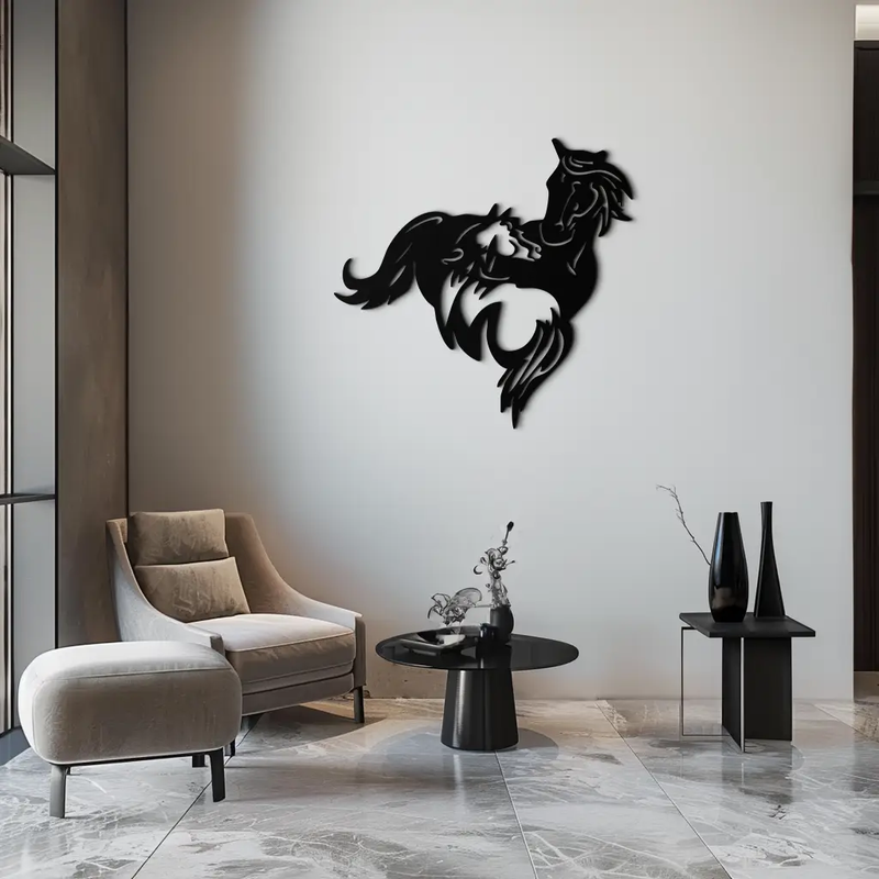 Abstract Wild Horses Metal Wall Art – Dynamic Horse Silhouette Decor- KAF569 by Enova Art