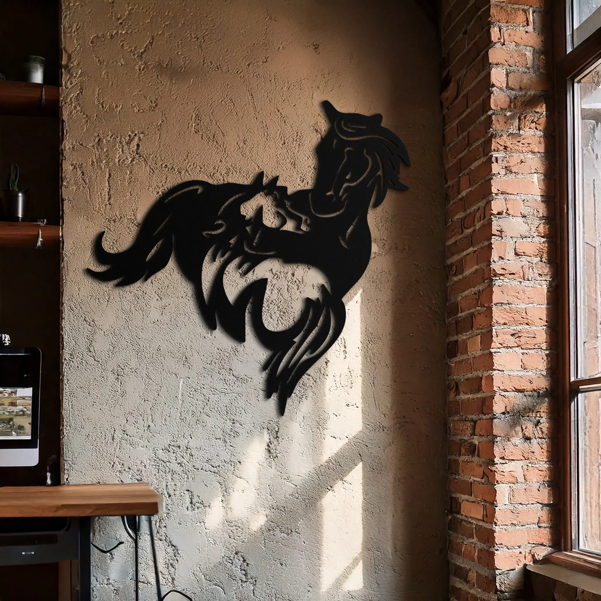 Abstract Wild Horses Metal Wall Art – Dynamic Horse Silhouette Decor- KAF569 by Enova Art