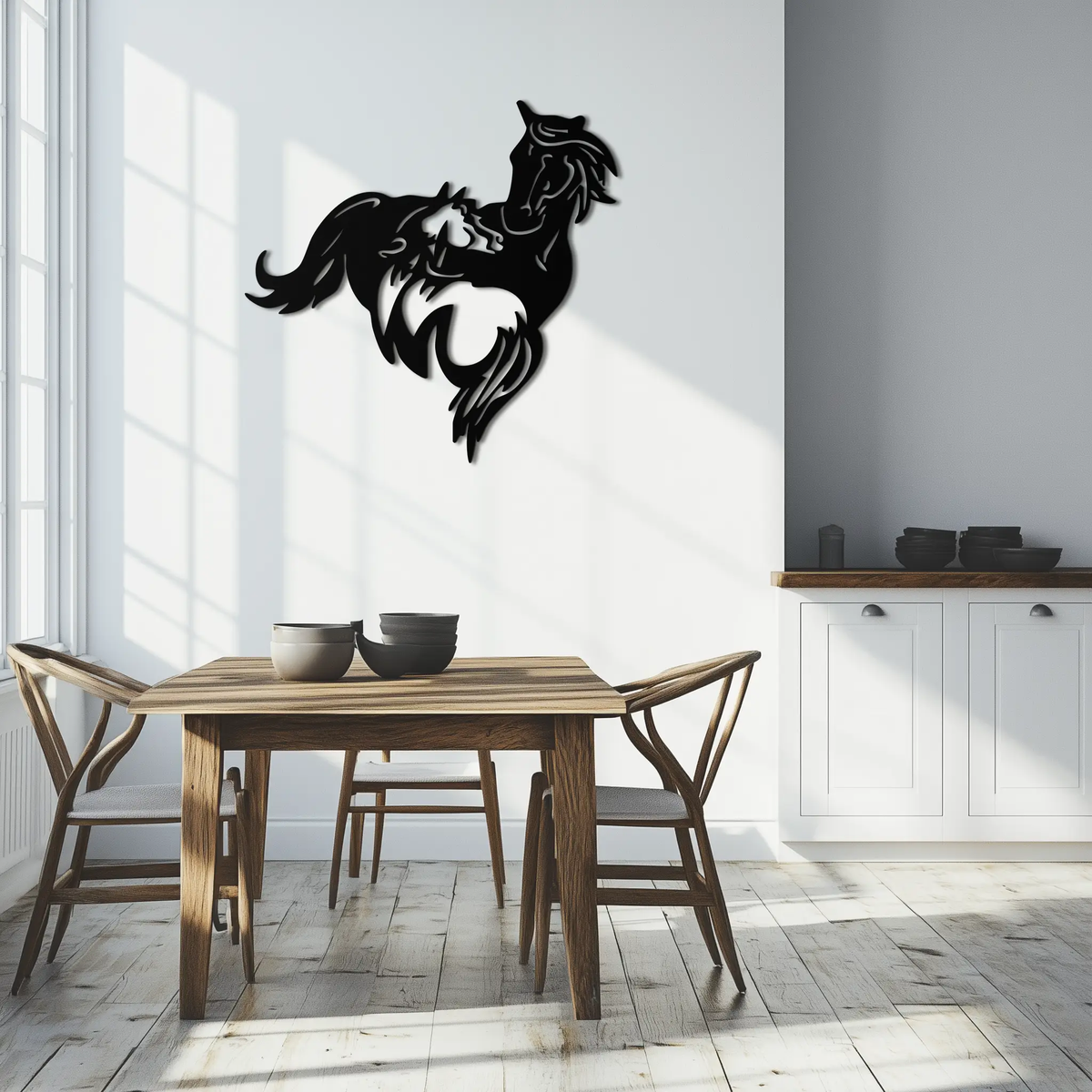 Abstract Wild Horses Metal Wall Art – Dynamic Horse Silhouette Decor- KAF569 by Enova Art