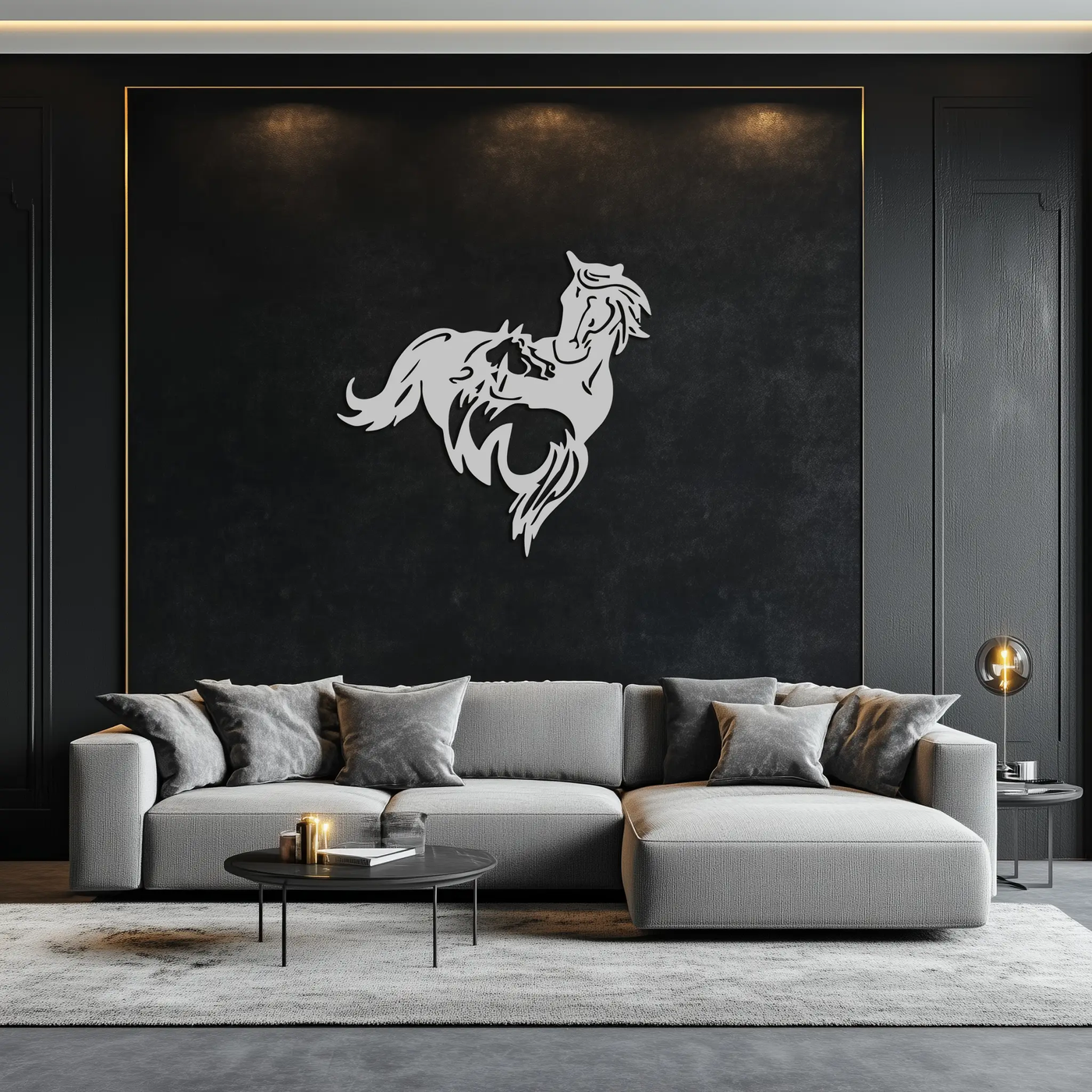 Abstract Wild Horses Metal Wall Art – Dynamic Horse Silhouette Decor- KAF569 by Enova Art