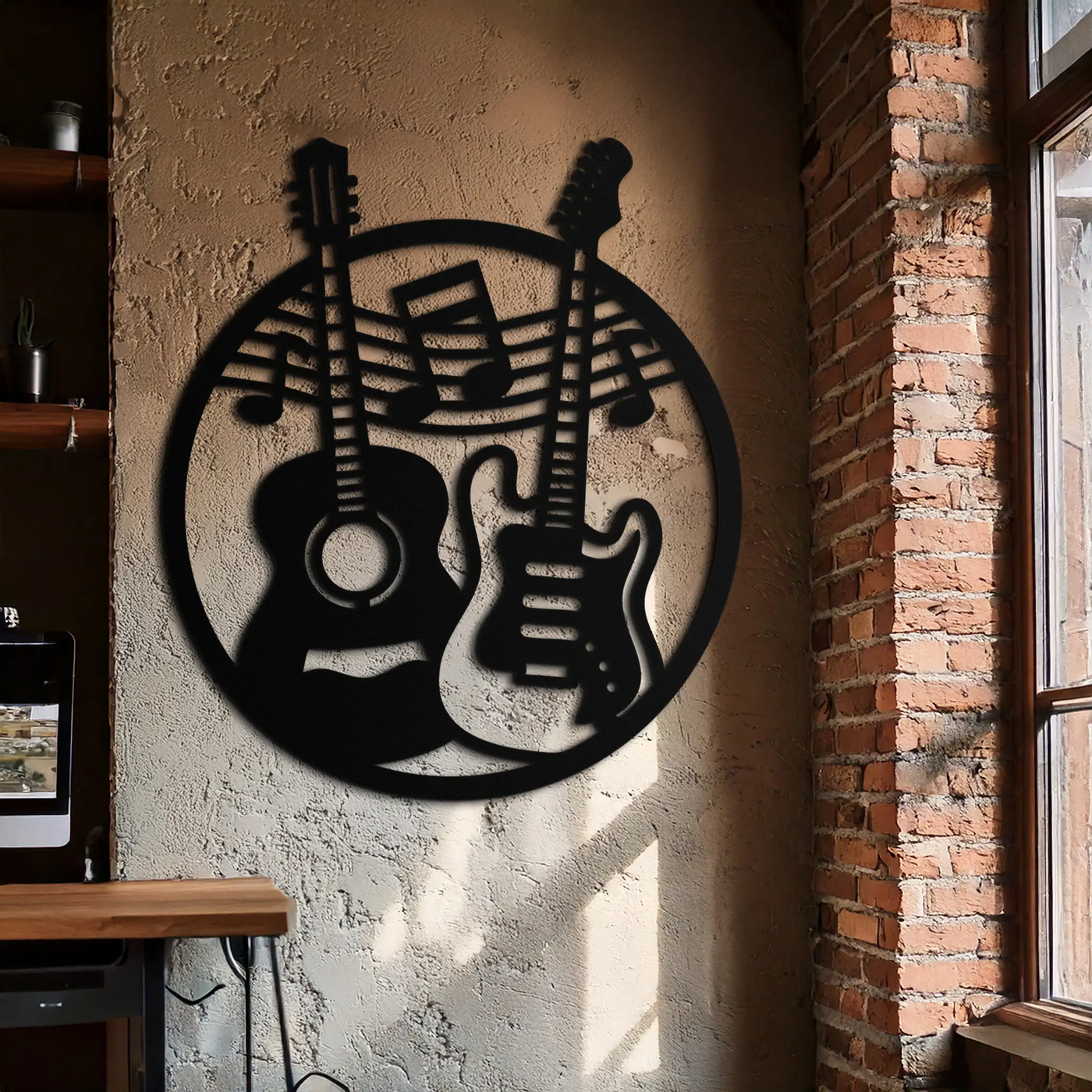 Musical Guitar Notes Metal Wall Art – Modern Musician Decor- KAF571 by Enova Art