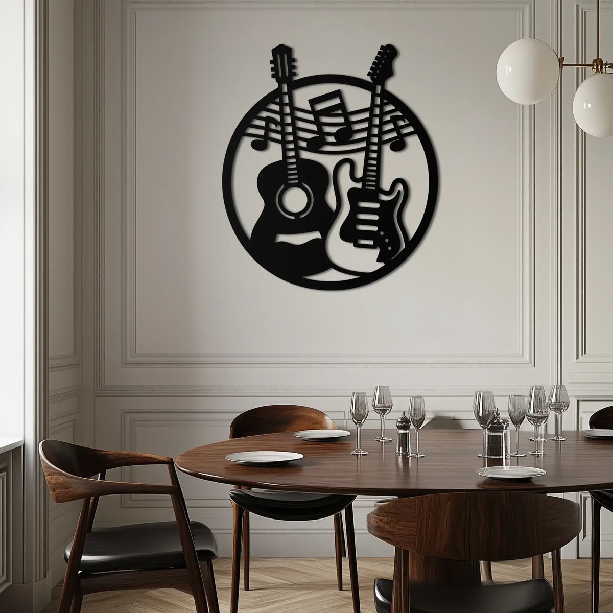 Musical Guitar Notes Metal Wall Art – Modern Musician Decor- KAF571 by Enova Art