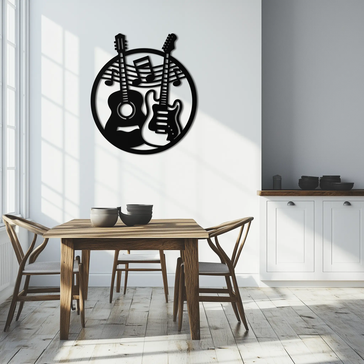 Musical Guitar Notes Metal Wall Art – Modern Musician Decor- KAF571 by Enova Art