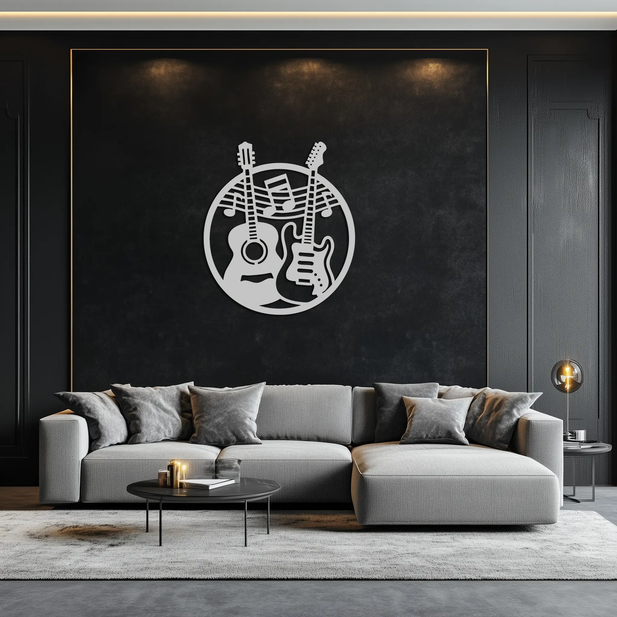 Musical Guitar Notes Metal Wall Art – Modern Musician Decor- KAF571 by Enova Art