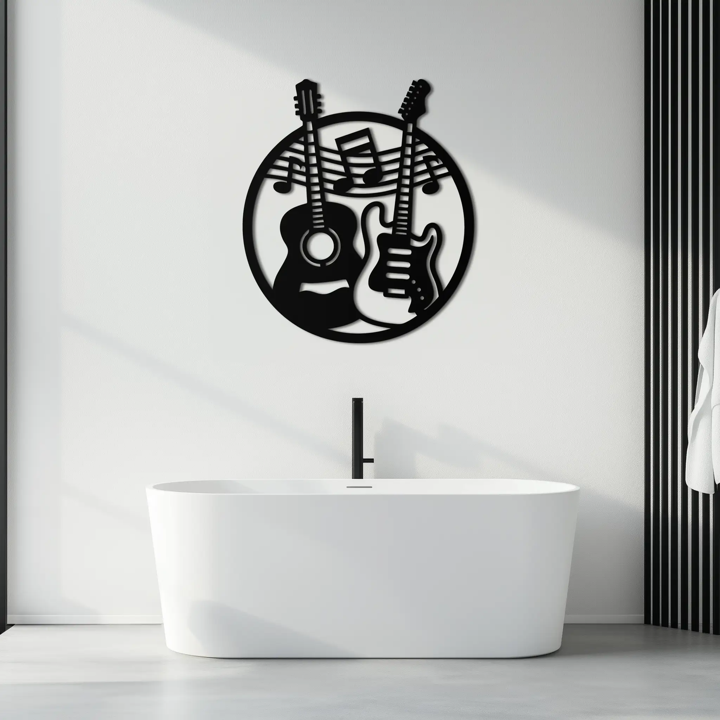 Musical Guitar Notes Metal Wall Art – Modern Musician Decor- KAF571 by Enova Art