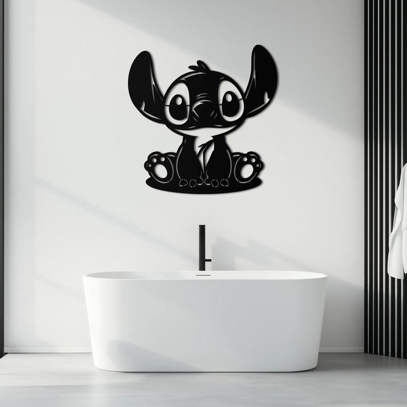 Cute Stitch Character Metal Wall Art - Adorable Cartoon Silhouette Decor- KAF572 by Enova Art